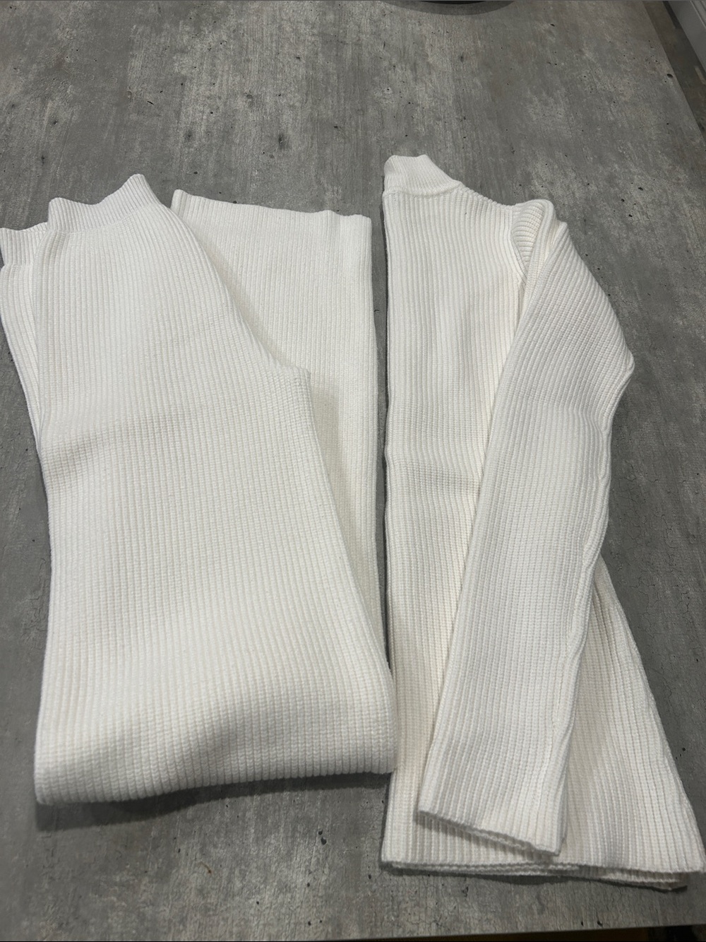 naked wardrobe white Set of Ribbed Mockneck Sweater and pants Size I